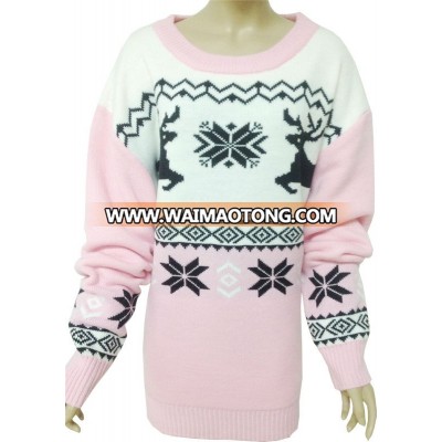 pink xmas pullover sweater for lady